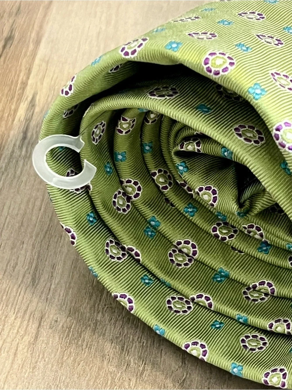Altea Milano Green Silk Cotton Tie Italy Medallion Print Luxury Necktie NWOT